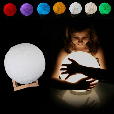 3D Print Moon Lamp With Remote Control 16 Changeable Color
