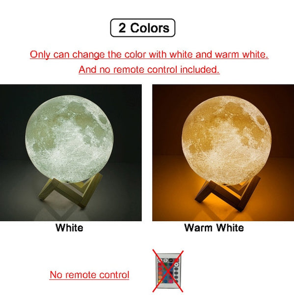 LED Night Light Moon Lamp For Child 3D Print 16 Colors
