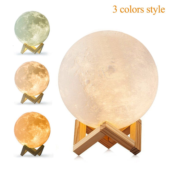 3D Print Moon Lamp 3 Color Change USB Rechargeable