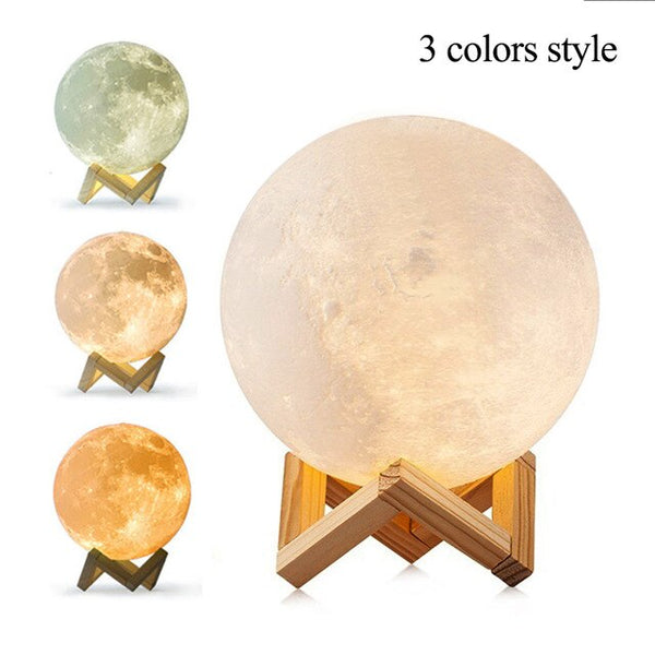 3D Print Moon Lamp 3 Color Change USB Rechargeable