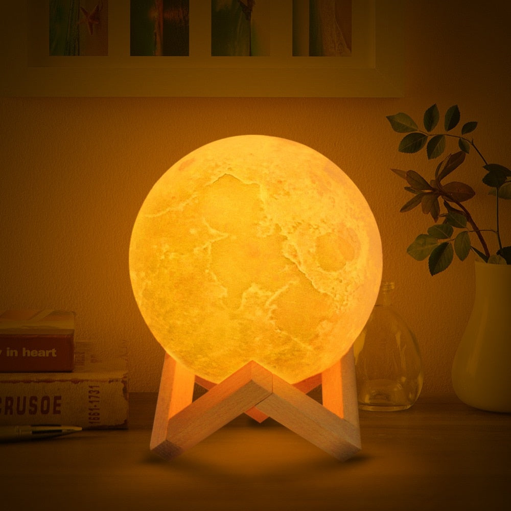 Dropship 3D Print Moon Lamp 2 colors